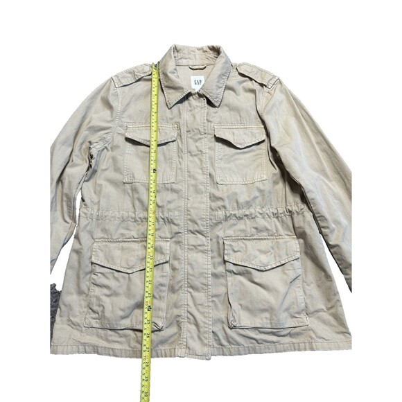 Gap Utility Jacket Women’s Medium Button Snap Beige Khaki Chore Coat - Picture 6 of 9